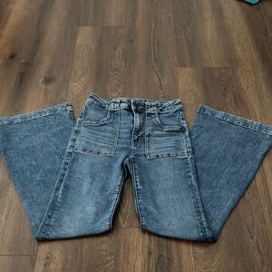 American Eagle Outfitters Blue Super High Rise Flare Jeans